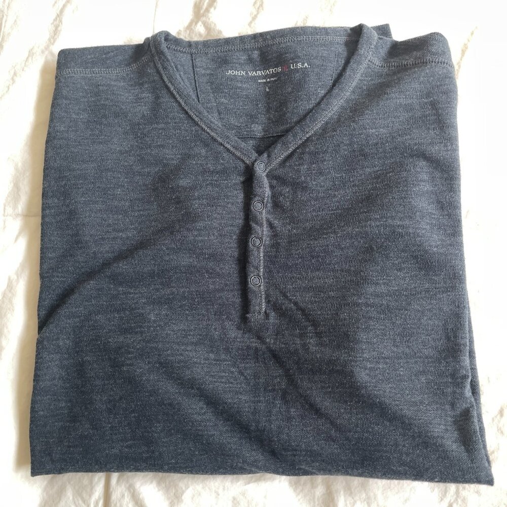 John Varvatos USA Men's Henley Snap Button - Large (L)